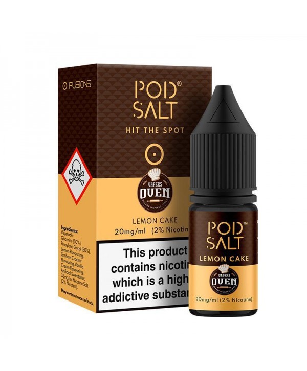 LEMON CAKE NICOTINE SALT E-LIQUID BY POD SALT FUSIONS RANGE